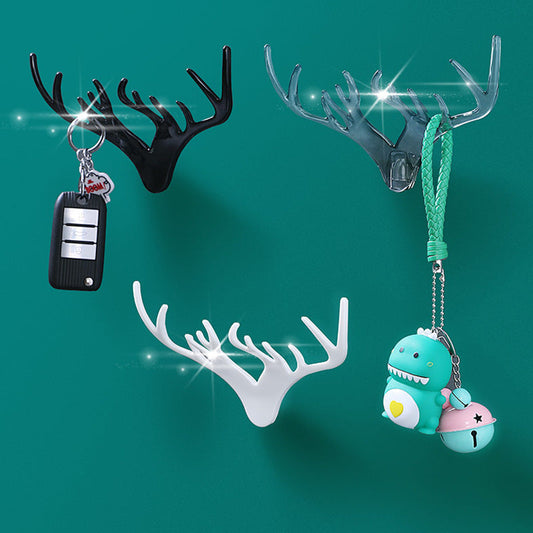 (Pack of 3) Multi-Purpose Wall Mount Deer Head Self Adhesive Wall Key Holder