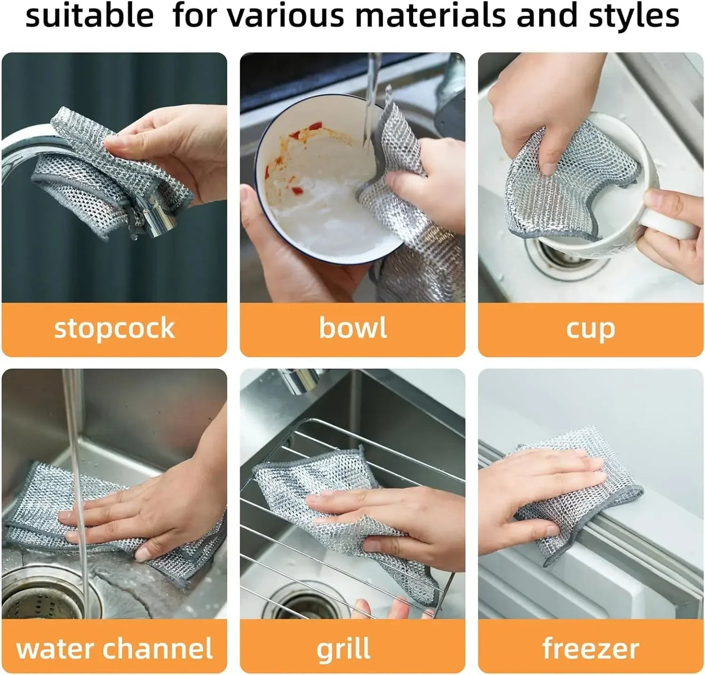 11.11 Sale 6 Pcs Imported Steel Wire Kitchen Cleaning Cloths