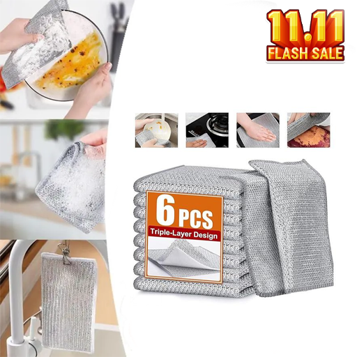 11.11 Sale 6 Pcs Imported Steel Wire Kitchen Cleaning Cloths